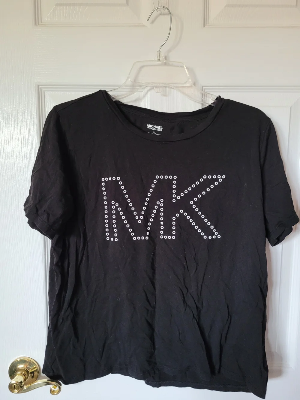 Michael Kors Black Tee with Silver Stud MK Logo